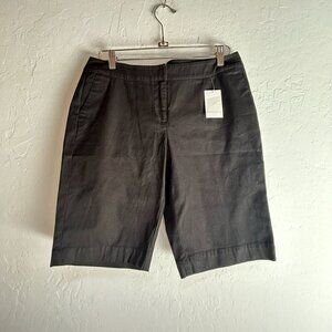 Cabi Women's Cotton Blend Mid Rise Dark Wash Casual Bermuda Shorts Black 10 NWT